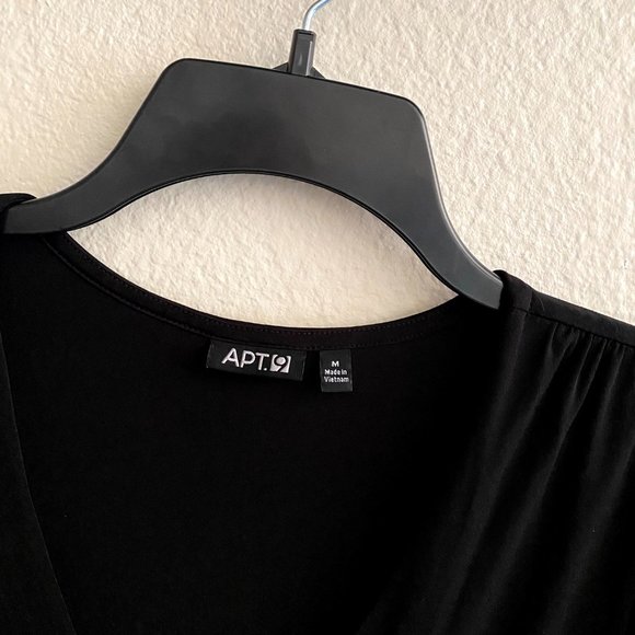 Apt. 9 sz:M Gem Front Black Gathered Waist Dress - Picture 5 of 10